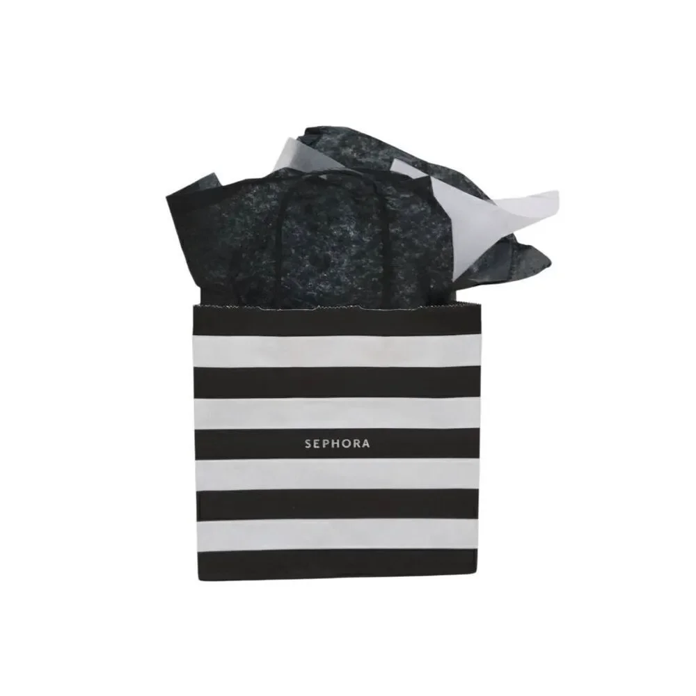 🖤🤍 SEPHORA Empty Black White Striped Paper Shopping Gift Bag with Tissues